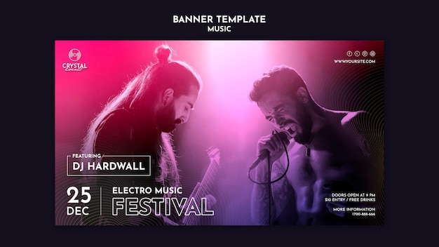 Plantilla de banner de festival de música electro