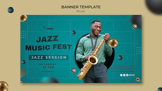 Plantilla de banner de festival de música de jazz