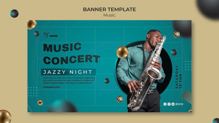 PSD gratuito plantilla de banner de festival de música de jazz