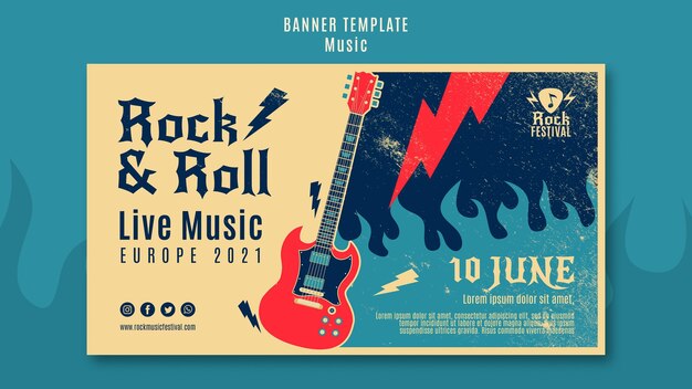 Plantilla de banner de festival de música rock