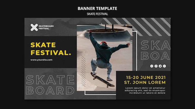 PSD gratuito plantilla de banner de festival de skate
