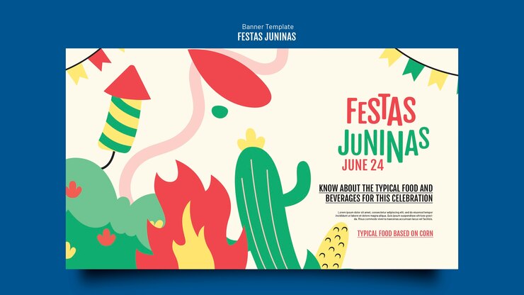 PSD gratuito plantilla de banner de festividades juninas de diseño plano