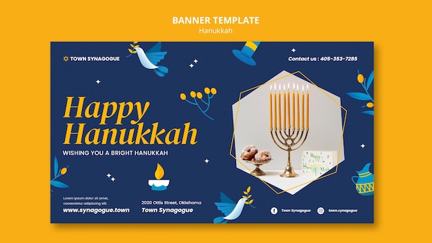 Plantilla de banner festivo de hanukkah