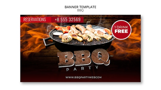 Plantilla de banner de fiesta de barbacoa