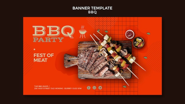 Plantilla de banner de fiesta barbacoa