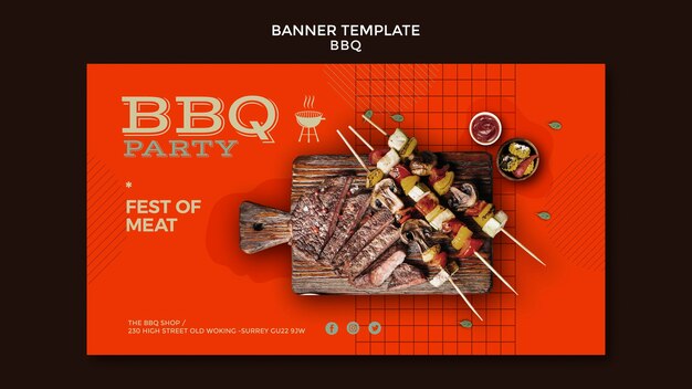 Plantilla de banner de fiesta barbacoa