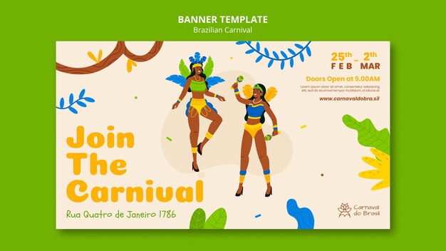 Plantilla de banner de fiesta de carnaval brasileño