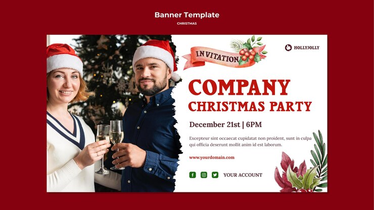 PSD gratuito plantilla de banner de fiesta de navidad de la empresa