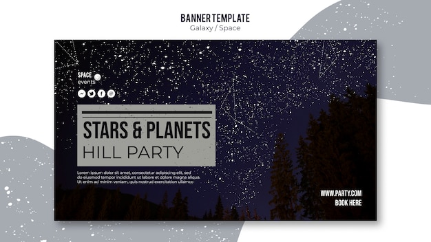 Plantilla de banner de fiesta de noche estrellada
