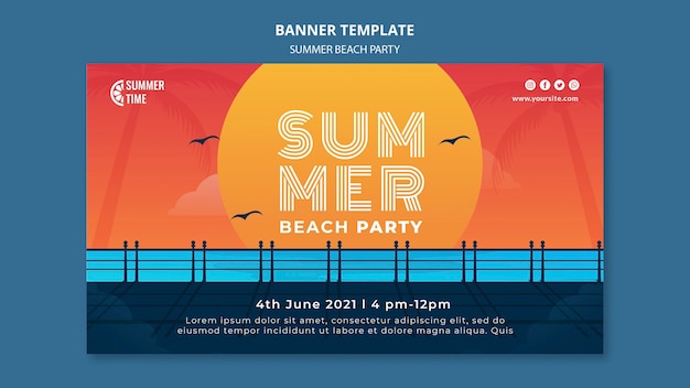 PSD gratuito plantilla de banner para fiesta en la playa de verano