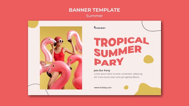 Plantilla de banner de fiesta de verano tropical