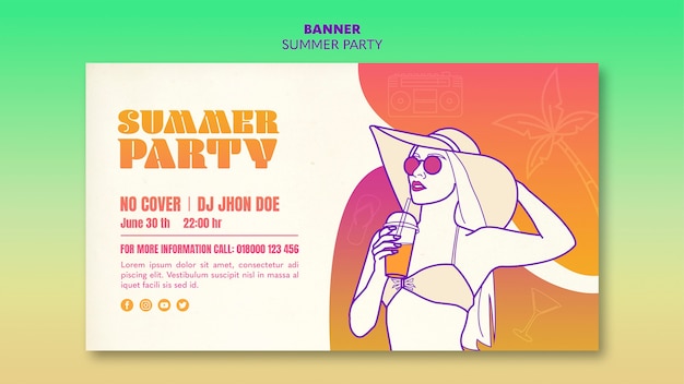 Plantilla de banner de fiesta de verano