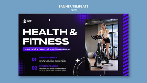 Plantilla de banner de fitness de diseño plano