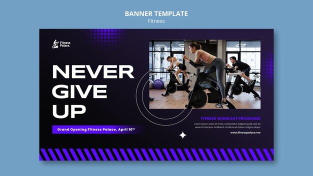 Plantilla de banner de fitness de diseño plano