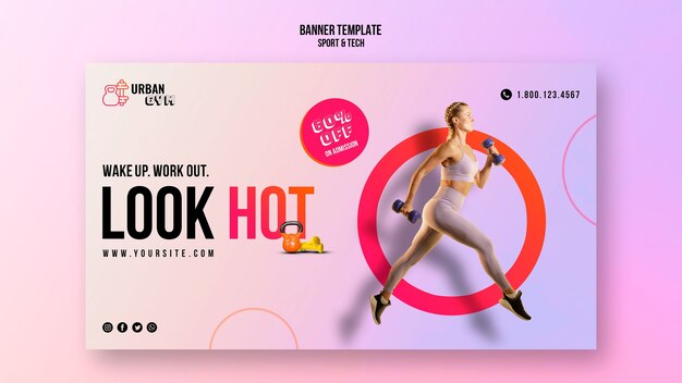 Plantilla de banner para fitness y ejercicio