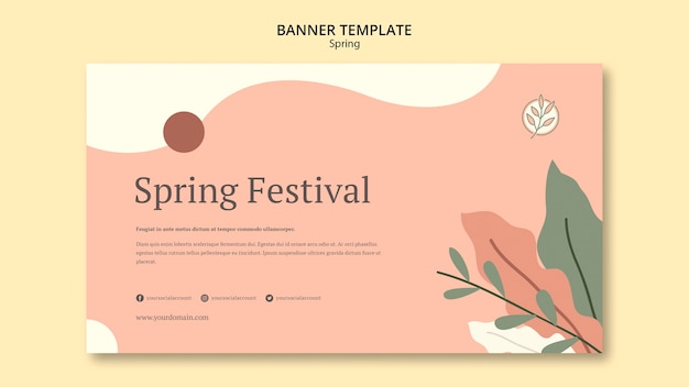 Plantilla de banner floral primavera rosa