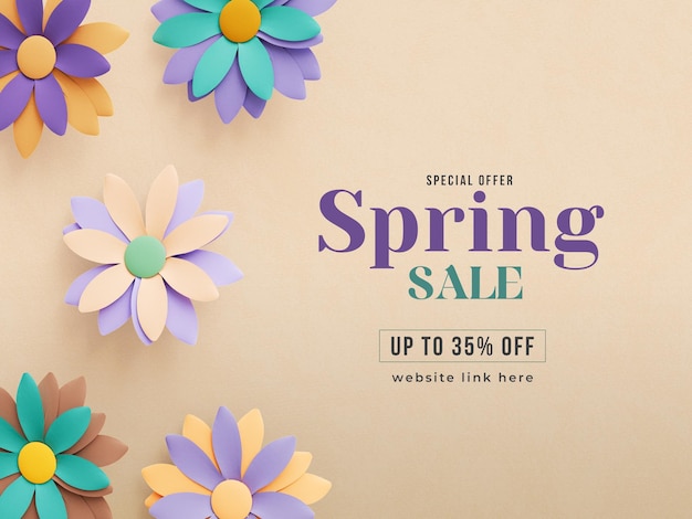 Plantilla de banner floral de venta de primavera colorida