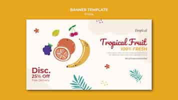 PSD gratuito plantilla de banner de frutas tropicales