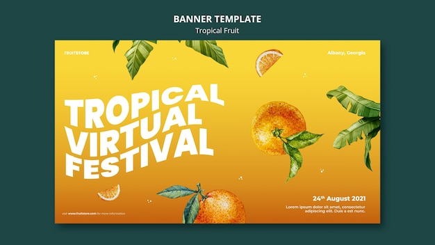 PSD gratuito plantilla de banner de frutas tropicales