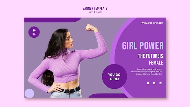 PSD gratuito plantilla de banner de girl power