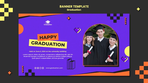 PSD gratuito plantilla de banner de graduación abstracta