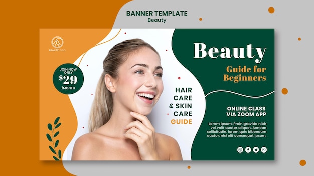 PSD gratuito plantilla de banner de guía de belleza