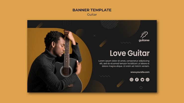 PSD gratuito plantilla de banner de guitarrista