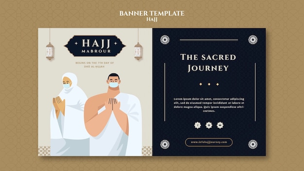 PSD gratuito plantilla de banner de hajj de diseño plano