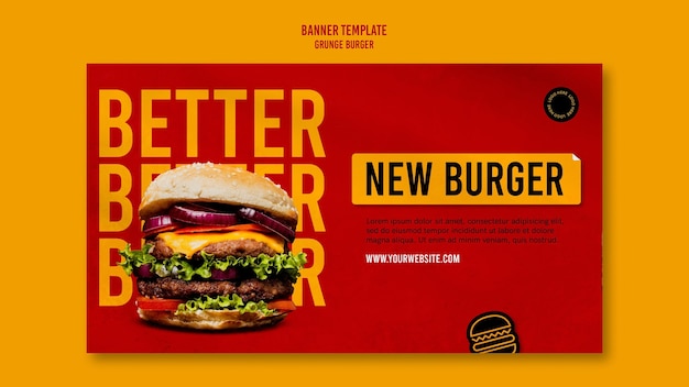 PSD gratuito plantilla de banner de hamburguesa grunge