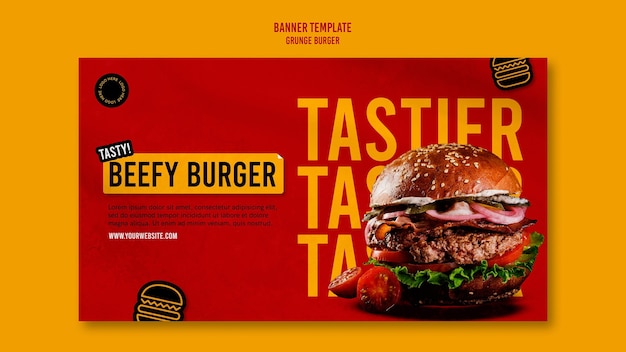 Plantilla de banner de hamburguesa grunge