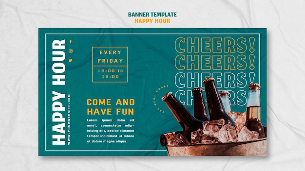 PSD gratuito plantilla de banner para happy hour