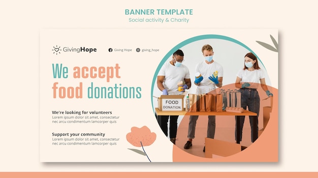 PSD gratuito plantilla de banner horizontal de actividad social