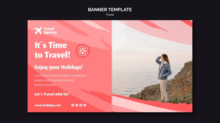 PSD gratuito plantilla de banner horizontal para agencia de viajes.