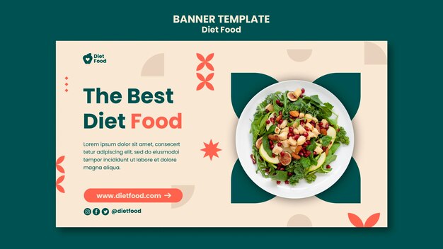 Plantilla de banner horizontal para alimentos dietéticos