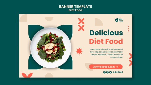 Plantilla de banner horizontal para alimentos dietéticos