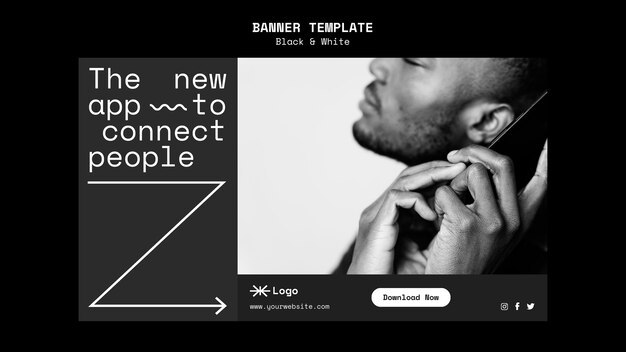 Plantilla de banner horizontal de la aplicación de conexión de personas