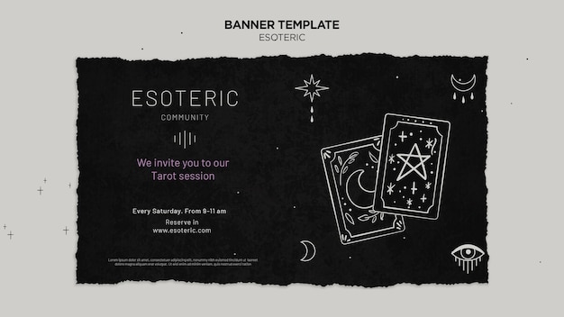 Plantilla de banner horizontal de artesanía esotérica