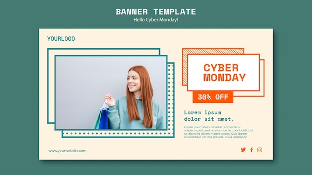 PSD gratuito plantilla de banner horizontal para autorización de cyber monday