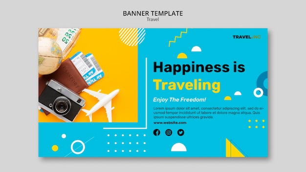 Plantilla de banner horizontal de aventura de viaje