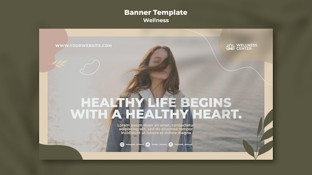 PSD gratuito plantilla de banner horizontal de bienestar