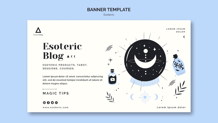 PSD gratuito plantilla de banner horizontal para blog esotérico