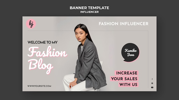 Plantilla de banner horizontal de blogger de moda