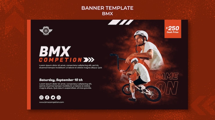 PSD gratuito plantilla de banner horizontal bmx