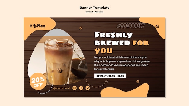 PSD gratuito plantilla de banner horizontal de café delicioso