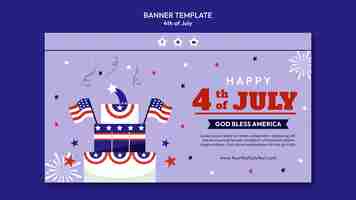 PSD gratuito plantilla de banner horizontal de celebración del 4 de julio