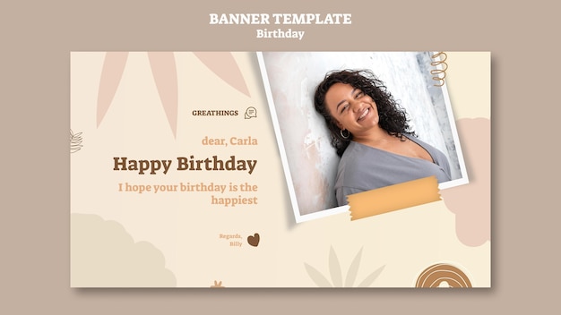 Plantilla de banner horizontal para celebración de cumpleaños