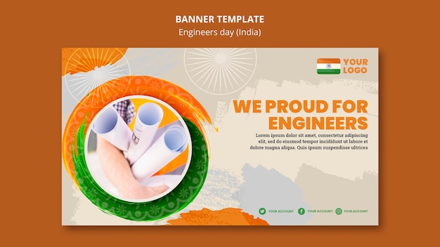 Plantilla de banner horizontal para la celebración del día de los ingenieros