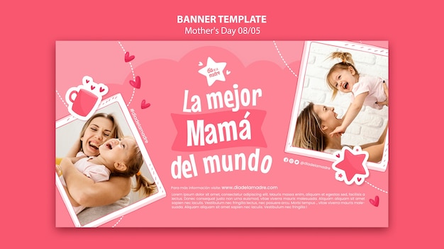 Plantilla de banner horizontal de celebración del día de la madre