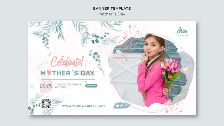 PSD gratuito plantilla de banner horizontal de celebración del día de la madre