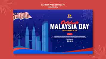 PSD gratuito plantilla de banner horizontal para la celebración del día de malasia